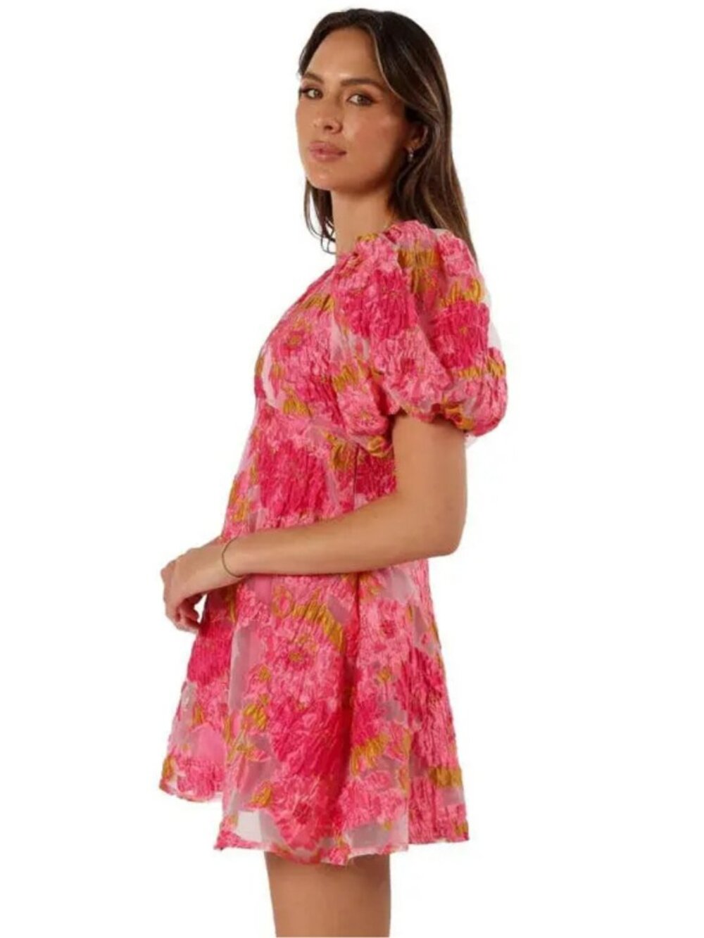 Petal + Pup Jordin Floral Puff Sleeve Mini Dress - Picture 2 of 7